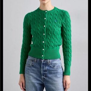 Polo Ralph Lauren Vibrant Green Cable Cardigan